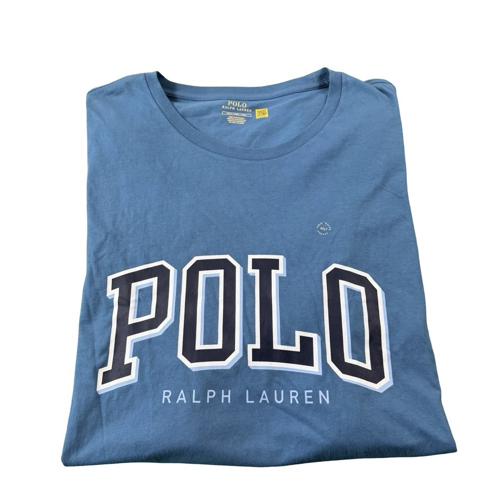 Polo Ralph Lauren Blue Spellout 67 RL Mens Cotton T Shirt Size 4XLT NWT